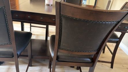 Dark Wood Dining Table and Chairs Set