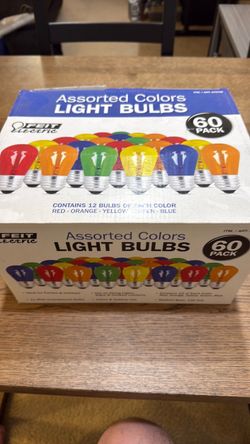 Feit Electric Assorted Colors Light Bulbs 60-Pack (Missing 13 bulbs)