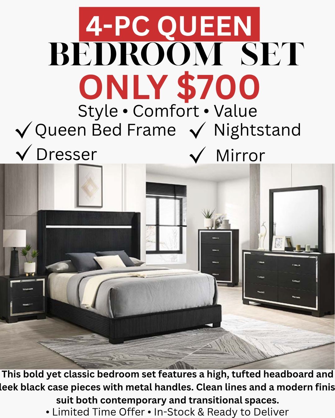 4 Pc Queen Bedroom Set