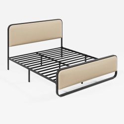 Upholstered Metal Platform Queen Bed