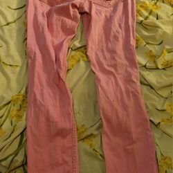 Levi's pink Rise low ripped jeans 