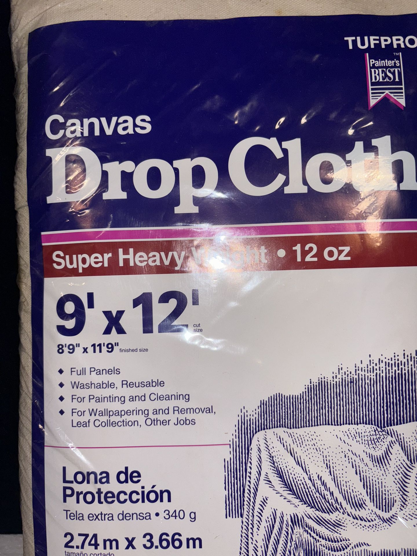 New Canvas Dropcloth 9’ x 12’