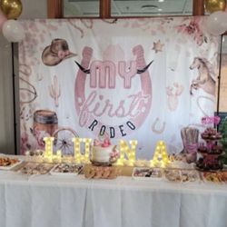 Cowgirl 1st Bday Backdrop