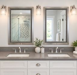 Pair of Silver Framed Bathroom Mirrors – 24” x 36” Each