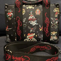 Ed Hardy Multicolor Tattoo Shoulder Tote Bag