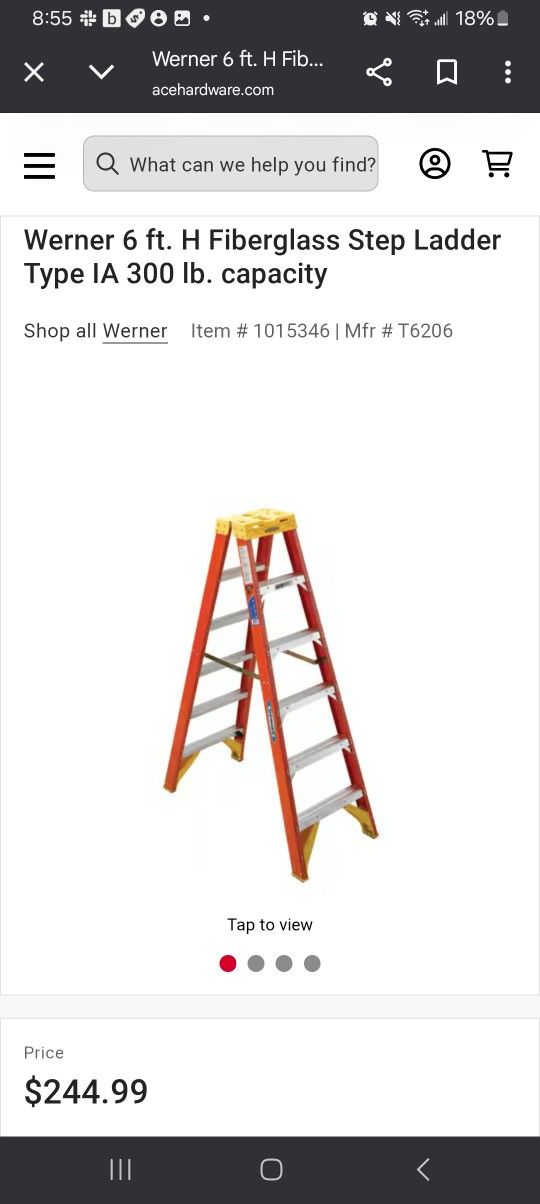 Werner T6206 Fiberglass 6 Foot Twin Ladder