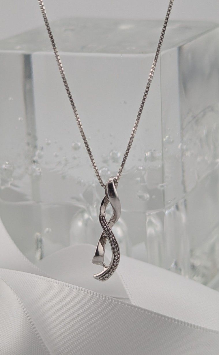 Vintage💎DIAMOND Sterling Silver Slide with Sterling Silver Necklace 🤍✔️