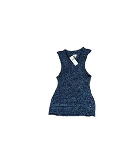 Pilcro Metallic Blue Knit Sleeveless Tank Top XS NWT 