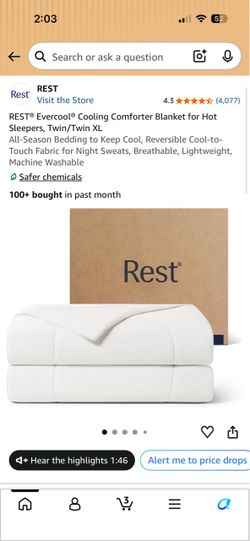 REST® Evercool® Cooling Comforter Blanket for Hot Sleepers, Twin/Twin XL All-Season Bedding to Keep