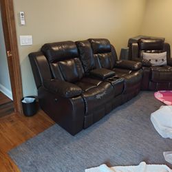 FREE! Leather Double Power Recliner 
