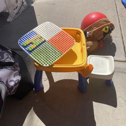 Kids Lego Table With Stool 