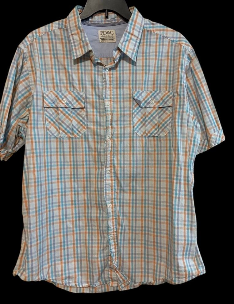 PD&C men’s %100 cotton button up shirt XXL