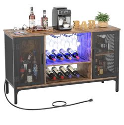 Wine Bar Cabinet with LED Lights