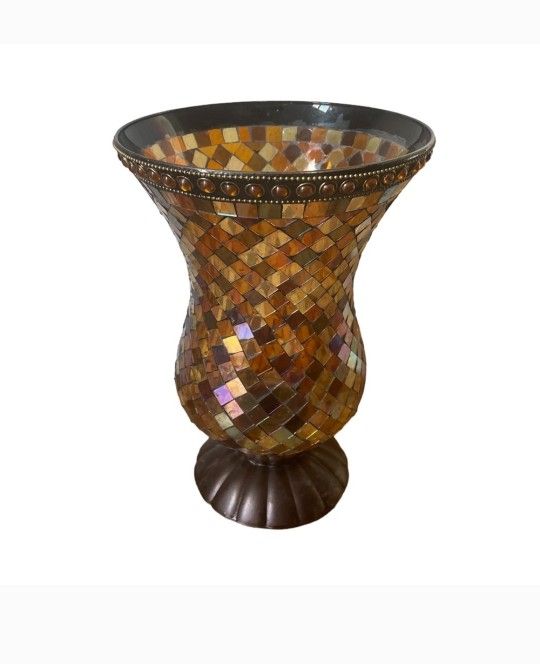 Partylite Hurricane Mosaic Stained Glass Candle HolderPartylite Hurricane Mosaic Stained Glass Candle Holder