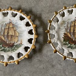 2 Ships decorative porcelain plate