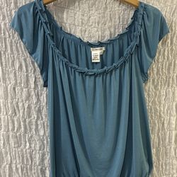 Sophie Max: Ruffled Cap Sleeve Top, Elasticized Bottom, Size: Small