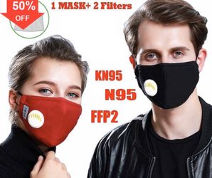 Cotton face mask with 2 pm 2.5 filters