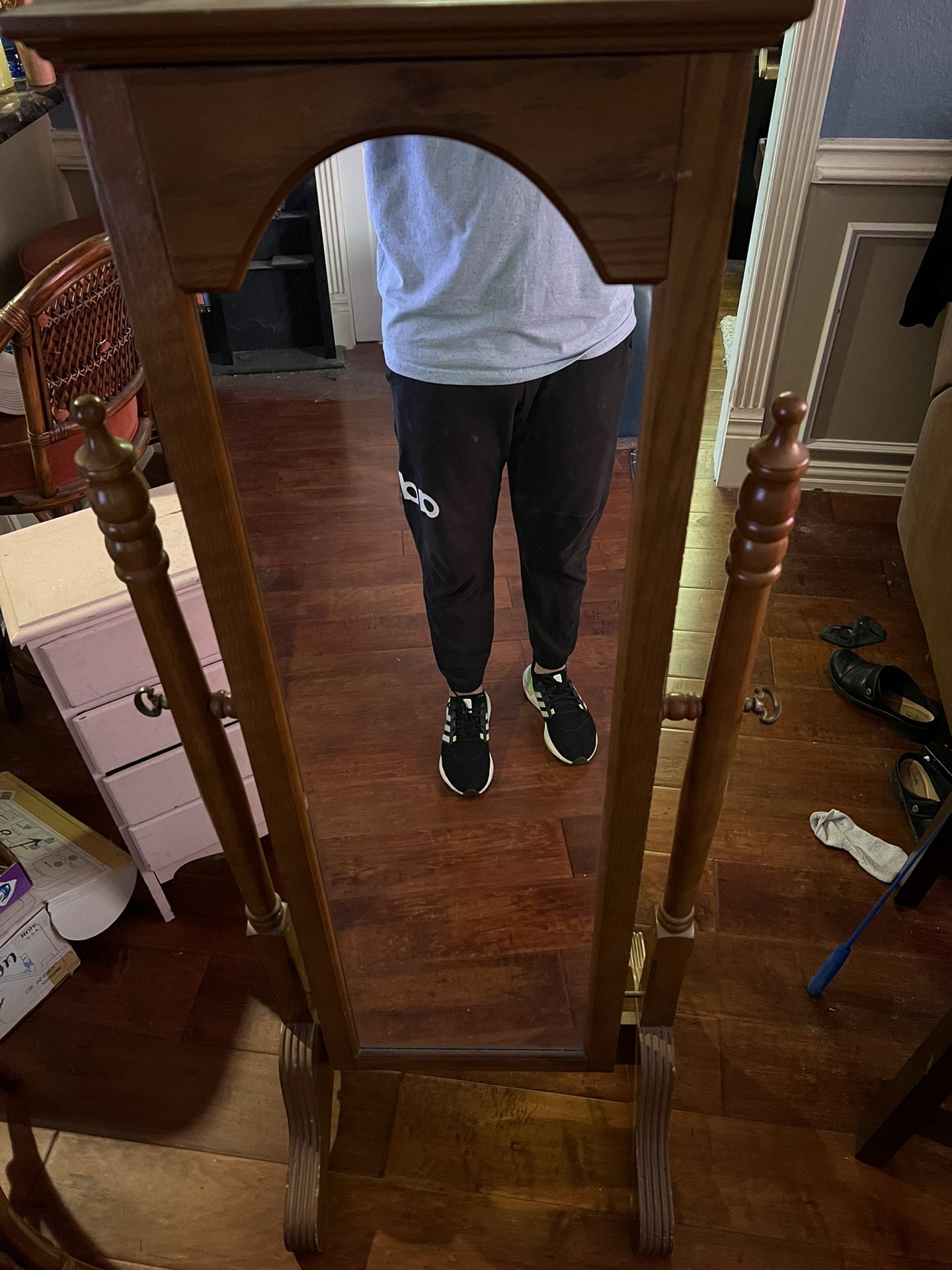 Vintage Standing Mirror Jewelry Armoire