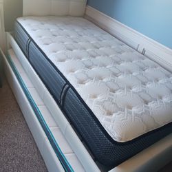 Twin Trundle Bed with Frame and headboard, 