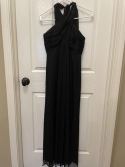 Black full length cocktail dress. Petite Size 4P.