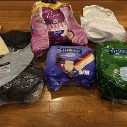 Lot of Adult Incontinence Supplies Briefs Underwear