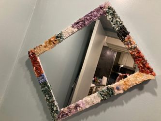 Handmade Crystal Gemstone Mirror - Unique Wall Decor