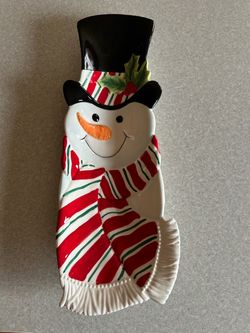 Fitz and Floyd Snack Therapy Christmas Snowman Serving Dish Plate Holidays