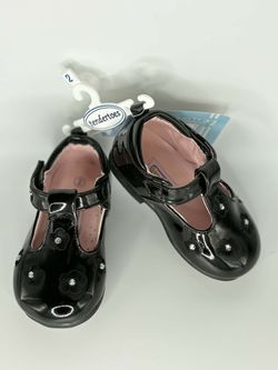 Tendertoes Infant Girls Black Flower Dress Shoes