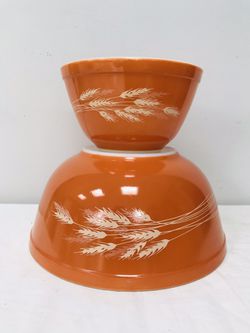 Vintage Pyrex Autumn Harvest orange 401 403 mixing bowls