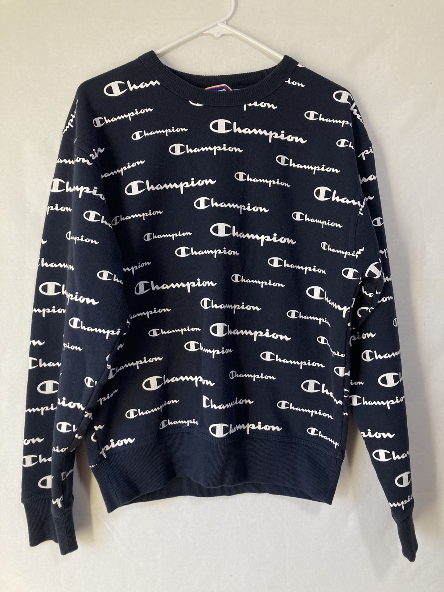 Champion Printed All Over Athleticwear Size SMALL Sweatshirt Pullover Crew Neck