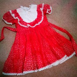 4 5 Years Vintage Girls Kids Ruffle Lace Holiday Party Dress 