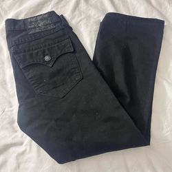 True Religion Black Straight Leg Jeans Men’s Size 31x30 Horseshoe Stitch Pocket