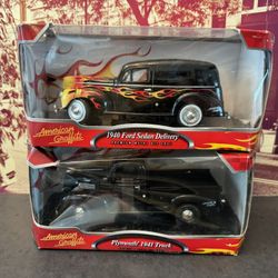1:24 Scale American Graffiti 1941 Plymouth Pickup and 1940 Ford Sedan Delivery. New Unopened.