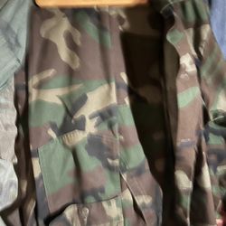 Camouflage fatigues 1 Winter Coat 1 Utility Shirt 2 Pants One Gray One Green
