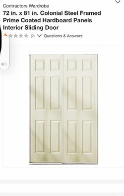 Contractors Wardrobe 72 in. x 81 in. Colonial Steel Framed Prime Coated Hardboard Panels Interior Sliding Door