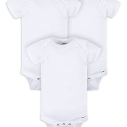 Set of 3 short sleeve white bodysuit onsies baby size 6 months