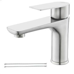 6033: New Single Hole Bathroom Faucet, Stainless Steel Bathroom Faucets, Brushed Nickel Commercial Bathroom Sink Faucet,Single Handle Bathroom