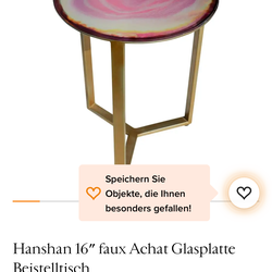 Hanshan 16″ faux agate Glass Top Side Table