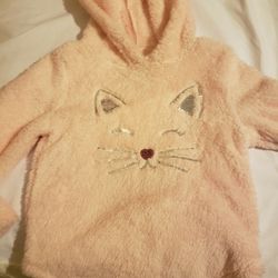 Girls Fluffy Cat Hoodie Size 7