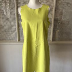 Women’s J Crew Scalloped Classic Lime Green Shift Dress