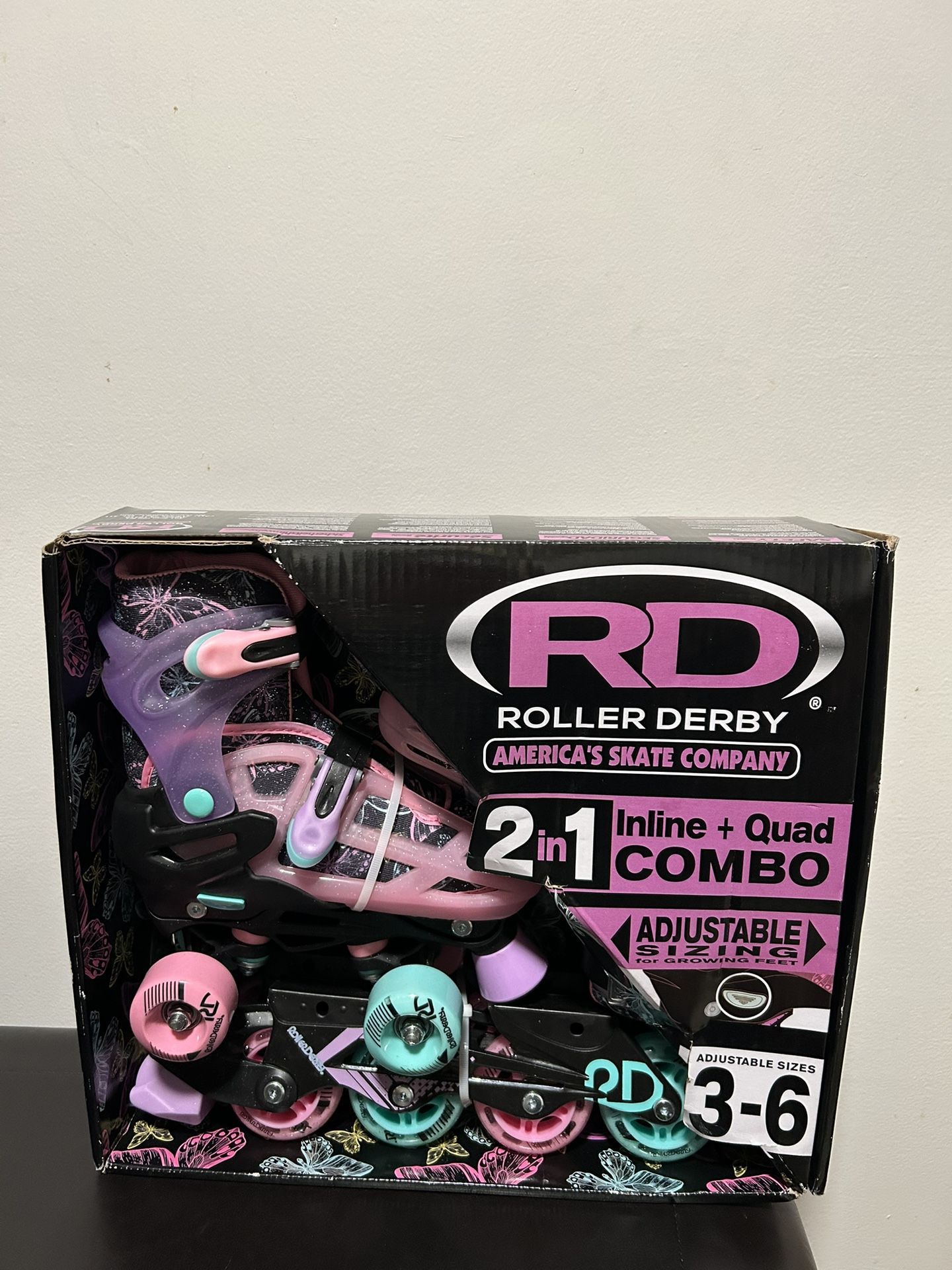 RD ROLLER DERBY 2in Inline + Quad COM BC Size 3-6