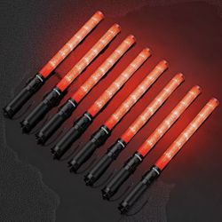 Pack 16-inch Safety Air Traffic Control Wand, Signal Traffic Safety Baton Led Light with 3 Flashing Modes for Parking Guides, Using 2 C-Size Batteries