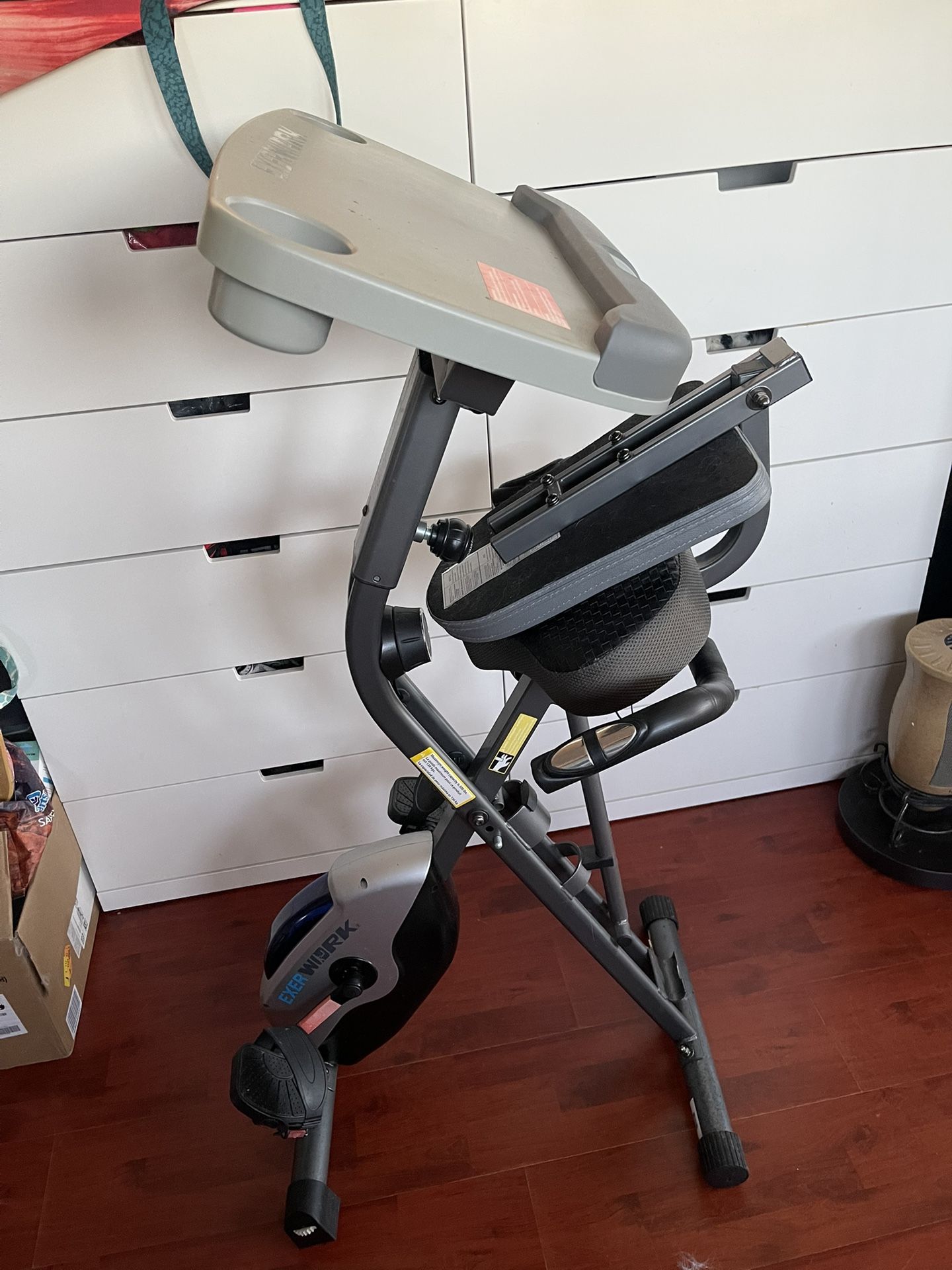 Exercise bike with desk
