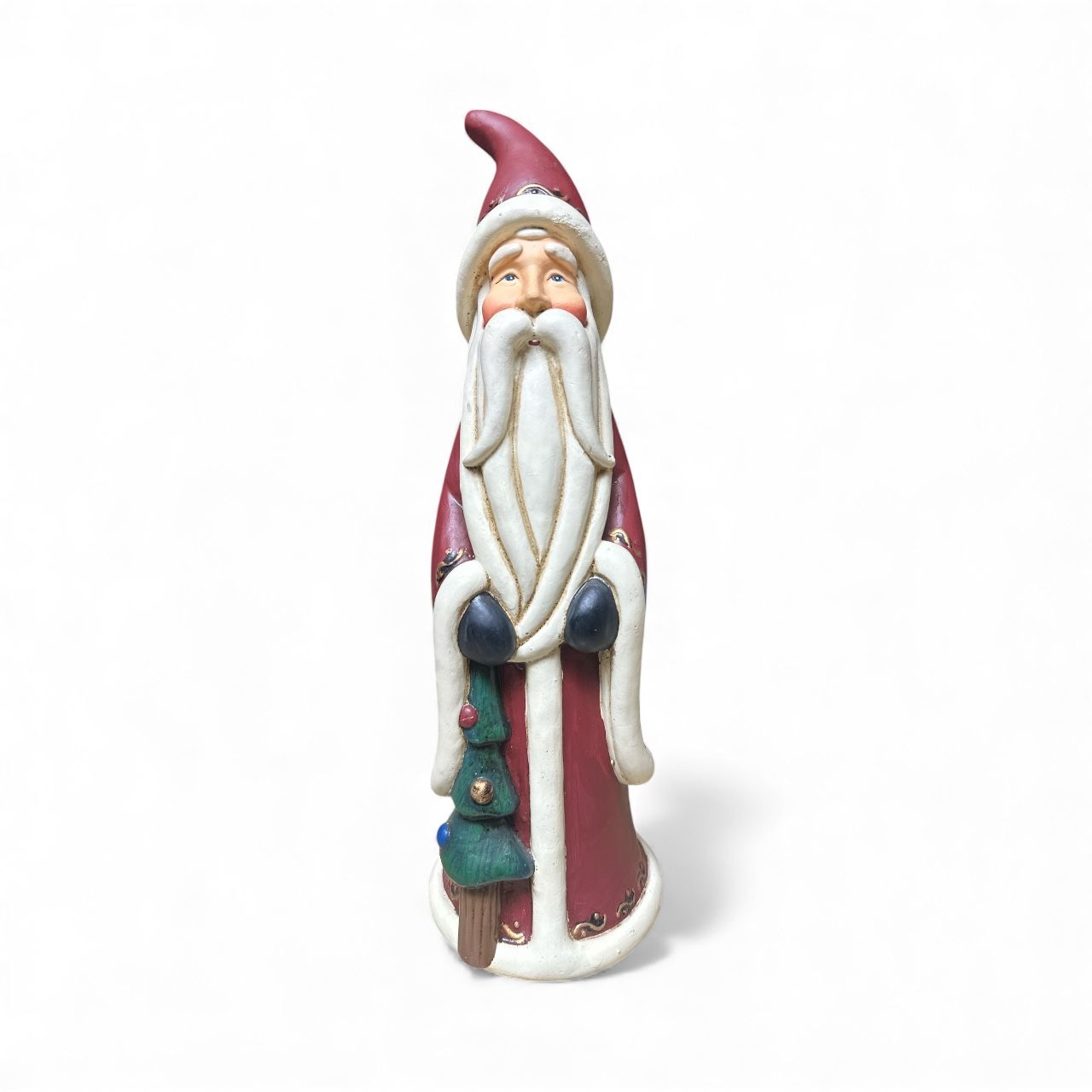 15” wood carve and painted Vintage Old World Santa Collectible St Nicholas Figurine no original box