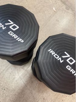 70lb iron grip dumbbell pair