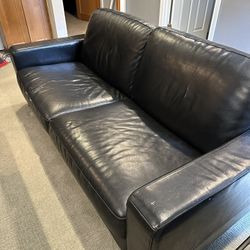 Natuzzi Italian Black Leather Couch
