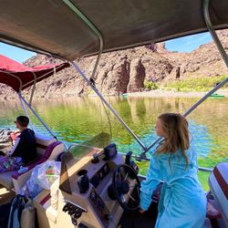 Pontoon Boat. Snaps Into tent 24 Foot Fisher 4 Fishing seats Kept Indoor storage 90%