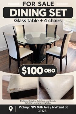 Round Glass Dining Table with 4 Chairs
