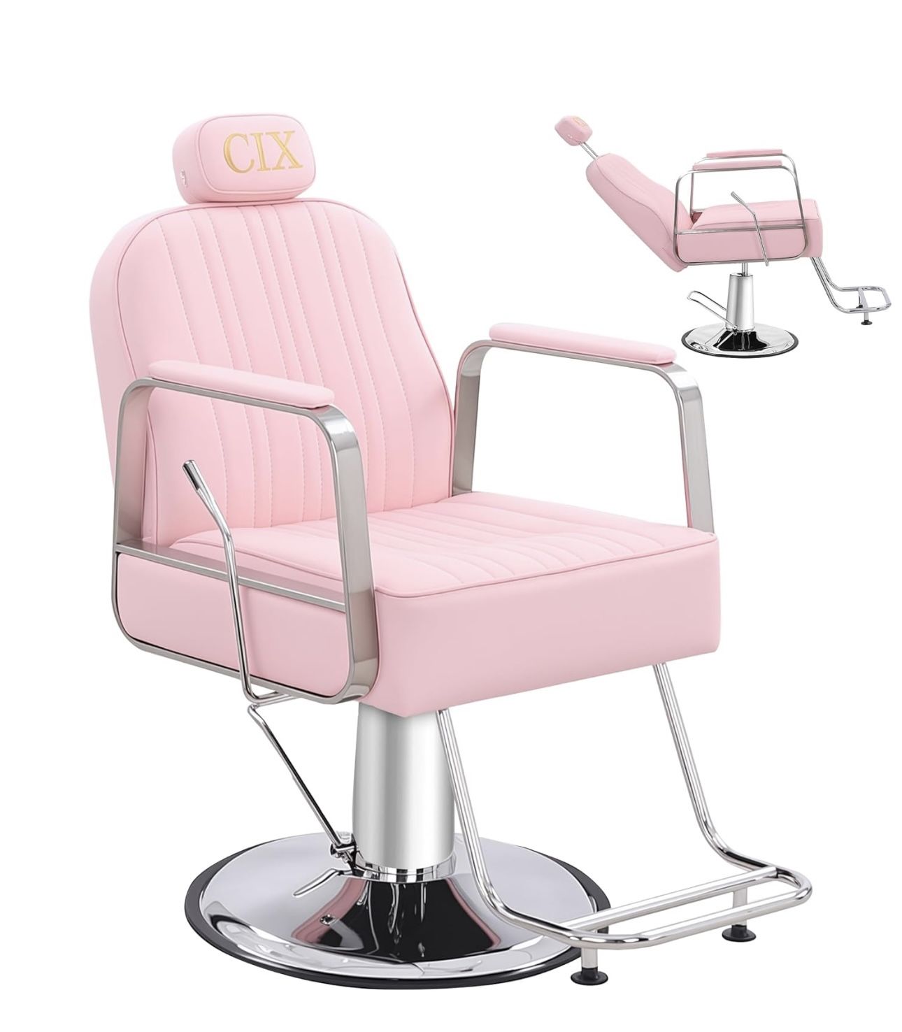 Professional Reclining Salon Chair With Adjustable Backrest, 360