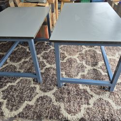 Two Workstation Table With Adjustable Height Legs,  In Very Heavy and Very Sturdy,  In Very Good Condition 